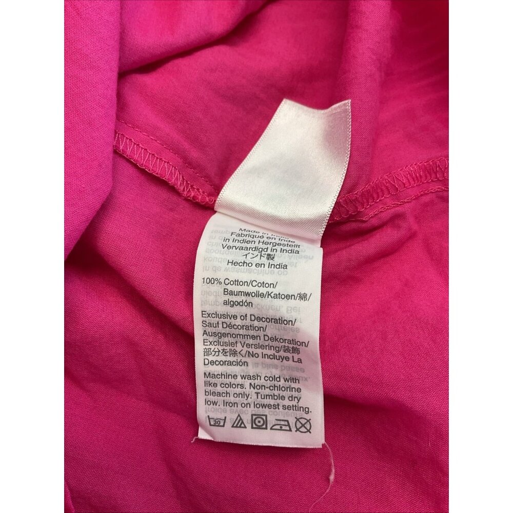 J. Crew Hot Pink Flutter Sleeve top Crochet Blouse Shirt‎ Womens Size M festive - Picture 7 of 9